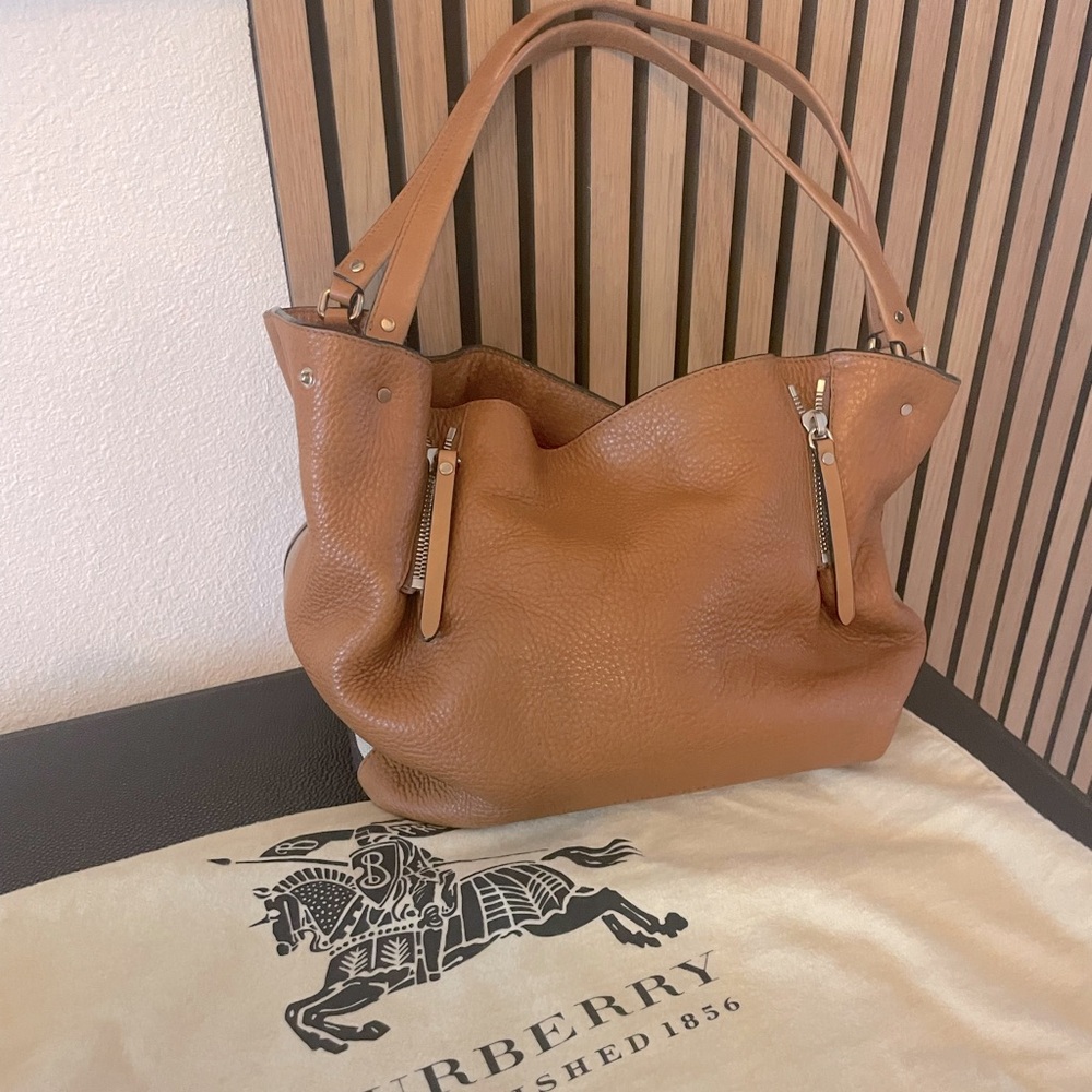 Burberry Maidstone Check Canvas Leather Tote/Saddle Bag - medium size
